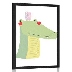 Plagát roztomilý krokodíl s pierkami