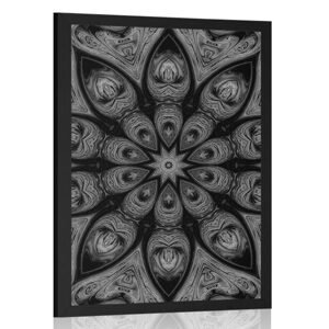 Plagát hypnotická Mandala v čiernobielom prevedení