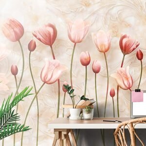 Samolepiaca tapeta staroružové tulipány