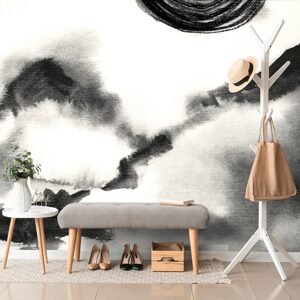 Samolepiaca tapeta čiernobiela japonská maľba