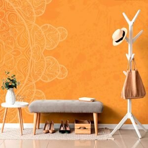 Samolepiaca tapeta oranžová arabeska na abstraktnom pozadí