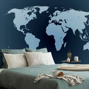 Samolepiaca tapeta mapa sveta v odtieňoch modrej