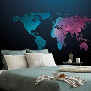 Samolepiaca tapeta nočná mapa sveta