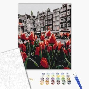 Maľovanie podľa čísiel tulipány v Amsterdame