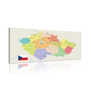 Obraz štýlová mapa Česka s vlajkou