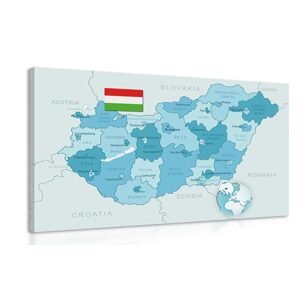 Obraz elegantná modrá mapa Maďarska