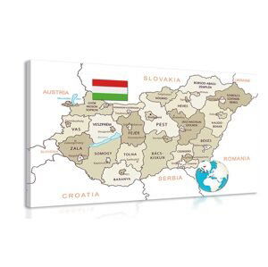 Obraz decentná béžová mapa Maďarska