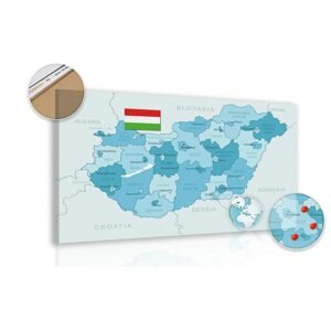 Obraz na korku elegantná modrá mapa Maďarska