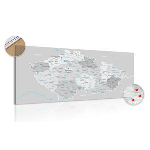 Obraz na korku šedá mapa Česka s kontrastom