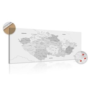Obraz na korku elegantná šedá mapa Česka