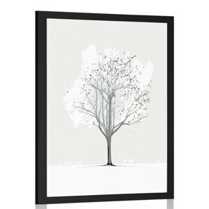 Plagát minimalistický strom v zime