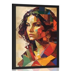 Plagát profil ženy v patchwork dizajne