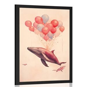 Plagát zasnená veľryba s balónmi