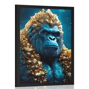 Plagát modro-zlatá gorila