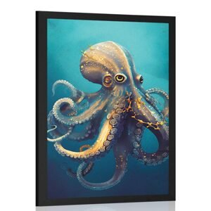 Plagát modro-zlatá chobotnica