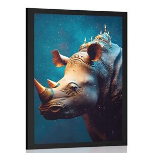 Plagát modro-zlatý nosorožec