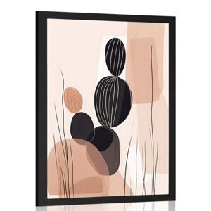 Plagát abstraktné botanické tvary kaktus