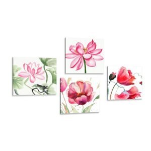Set obrazov akvarelové kvety
