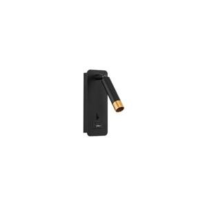 Nástenné bodové svietidlo s USB nabíjačkou 1xG9/35W/230V čierna/zlatá