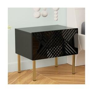 MIRJAN 24 Nočný stolík EXITO 46x50 cm čierna/zlatá