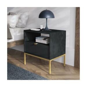 MIRJAN 24 Nočný stolík DORSET 50x50 cm čierna/zlatá