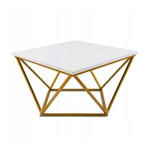 HowHomely Konferenčný stolík CURVED 62x62 cm zlatá/biela