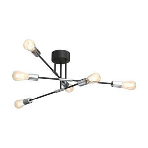 Luster na tyči FLAME 6xE27/60W/230V čierna/lesklý chróm