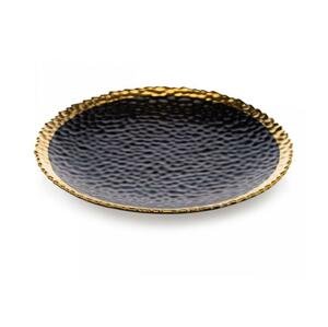 HowHomely Jedálenský tanier KATI 25 cm čierna/zlatá