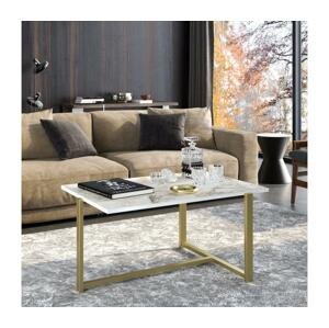 Konferenčný stolík MERIDETHS 45x92 cm zlatá/biela