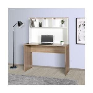 Adore Furniture Pracovný stôl 149x110 cm biela/hnedá