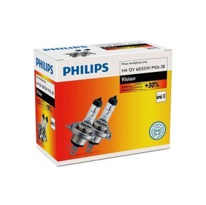Philips SADA 2x Autožiarovka Philips VISION 12342PRC2 H4 P43t-38/60W/55W/12V 3200K