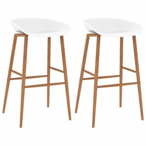 Barové stoličky 2 ks plast / kov Dekorhome Biela / hnedá