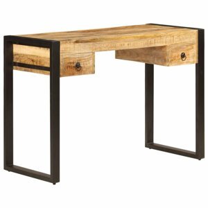 Písací stôl s 2 zásuvkami masívne drevo / oceľ Dekorhome Mangovníkové drevo