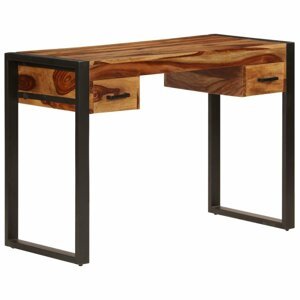 Písací stôl s 2 zásuvkami masívne drevo / oceľ Dekorhome Sheeshamové drevo