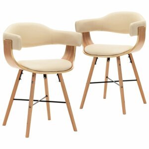 Jedálenská stolička 2 ks ohýbané drevo / umelá koža Dekorhome Krémová / svetlohnedá