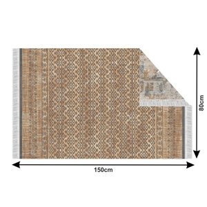 Obojstranný koberec so strapcami MADALA vzor / hnedá Tempo Kondela 80x150 cm