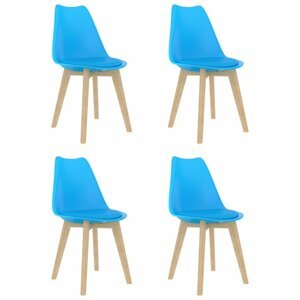 Jedálenská stolička 4 ks plast / umelá koža / buk Dekorhome Modrá