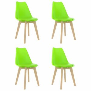 Jedálenská stolička 4 ks plast / umelá koža / buk Dekorhome Zelená