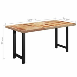 Jedálenský stôl masívne drevo / oceľ Dekorhome 180x90x77 cm