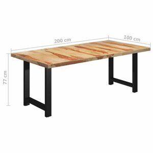 Jedálenský stôl masívne drevo / oceľ Dekorhome 200x100x77 cm