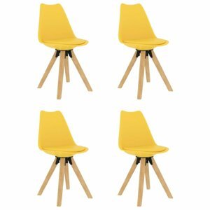 Jedálenská stolička 4 ks plast / umelá koža / buk Dekorhome Žltá