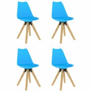 Jedálenská stolička 4 ks plast / umelá koža / buk Dekorhome Svetlo modrá