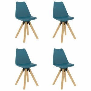 Jedálenská stolička 4 ks plast / umelá koža / buk Dekorhome Modrá
