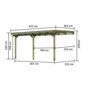 Drevená pergola ECO B 433 cm Dekorhome 363 cm