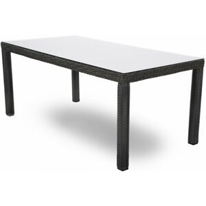 Záhradný stôl 180 cm polyratan / sklo Tmavosivá