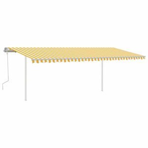 Ručne zaťahovacia markíza so stĺpikmi 600x350 cm Dekorhome Biela / žltá