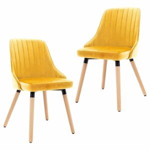 Jedálenská stolička 2 ks zamat / buk Dekorhome Žltá