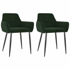Jedálenská stolička 2 ks zamat / kov Dekorhome Tmavo zelená