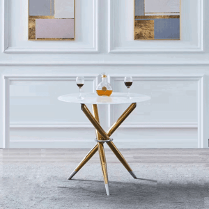 Jedálenský stôl DONIO 80 cm biela / zlatá Tempo Kondela