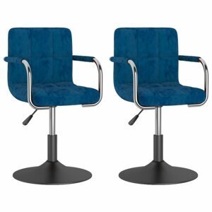 Otočná jedálenská stolička 2 ks zamat / kov Dekorhome Modrá